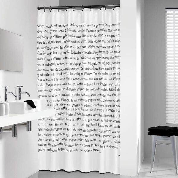 Sealskin Rideau de douche Sayings 180x200 cm Blanc et noir