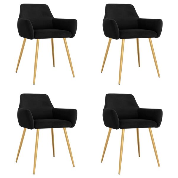 vidaXL Chaises &agrave; manger lot de 4 Noir Velours