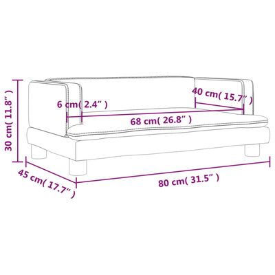 vidaXL Canapé pour enfants crème 80x45x30 cm velours