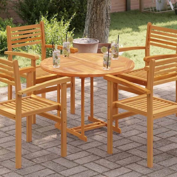 vidaXL Dessus de table Bois de teck solide Rond 2,5 cm 90 cm