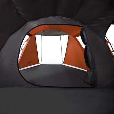 vidaXL Tente de camping tunnel 4 personnes gris et orange imperméable