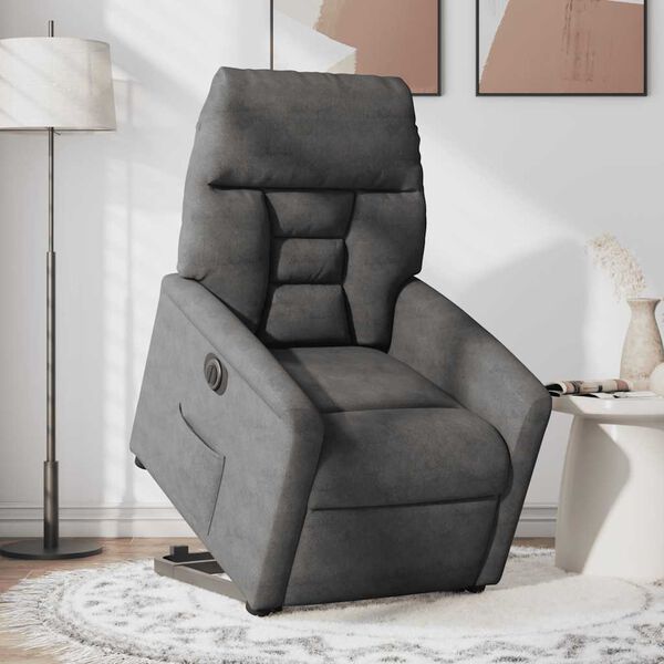 vidaXL Fauteuil inclinable &eacute;lectrique gris fonc&eacute; tissu microfibre