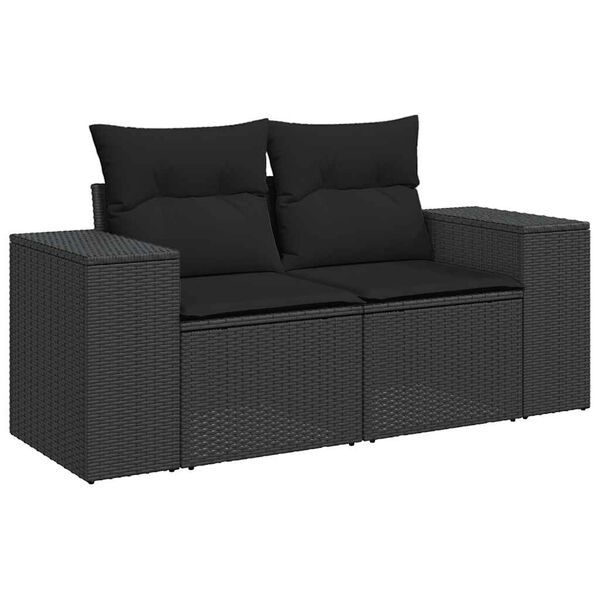 vidaXL Salon de jardin 8 pcs avec coussins noir r&eacute;sine tress&eacute;e