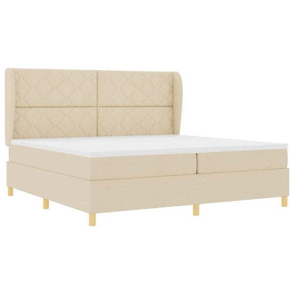 vidaXL Lit &agrave; ressorts avec matelas gris fonc&eacute; 90x190 cm Cr&egrave;me tissu