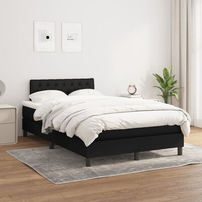 vidaXL Sommier à lattes de lit avec matelas noir 120x190 cm tissu