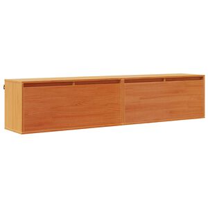 vidaXL Meuble mural avec &eacute;tag&egrave;re 2 pcs Cire marron 80 x 30 x 35 cm