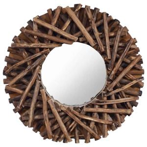 vidaXL Miroir mural 40 cm Teck Rond