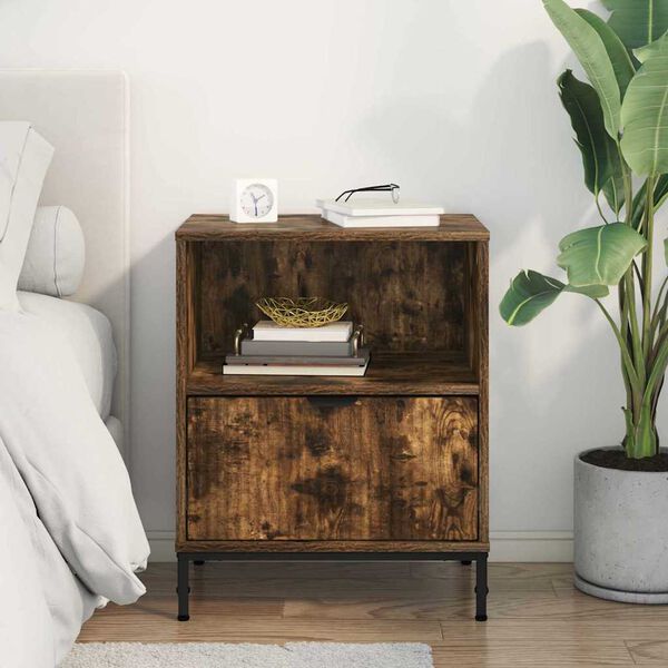 vidaXL Cabinet de chevet Ch&ecirc;ne fum&eacute; 49 x 36 x 61 cm Bois d'ing&eacute;nierie