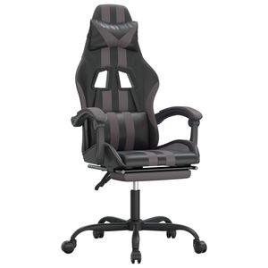 vidaXL Chaise de jeu pivotante et repose-pied Noir et gris Similicuir
