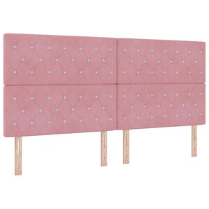 vidaXL Lit &agrave; ressort LED avec matelas Rose 200 x 200 cm tissu