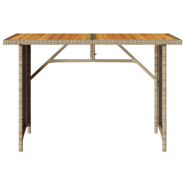 vidaXL Table de jardin avec dessus en bois noir 110x68x70 cm rotin