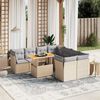 vidaXL Salon de jardin avec coussins 9 pcs beige r&eacute;sine tress&eacute;e