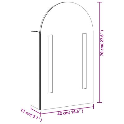 vidaXL Armoire de bain à miroir avec LED arquée chêne 42x13x70 cm