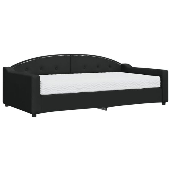 vidaXL Lit de jour avec matelas noir 100x200 cm tissu