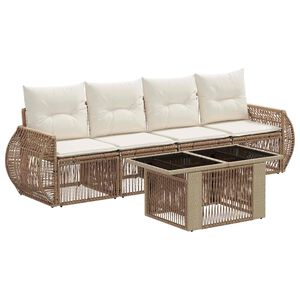 vidaXL Ensemble de canap&eacute; de jardin 5 pc Beige et blanc cr&egrave;me