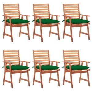 vidaXL Chaises &agrave; manger d'ext&eacute;rieur lot de 6 et coussins Acacia massif