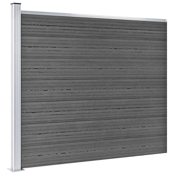 vidaXL Ensemble de panneau de cl&ocirc;ture WPC 699x146 cm Noir