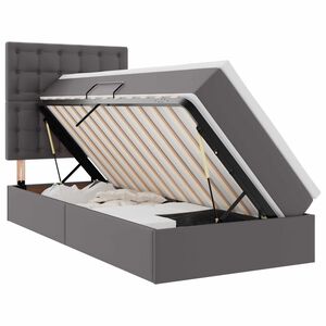 vidaXL Lit de Rangement avec matelas Gris 90 x 190 cm Cuir synth&eacute;tique