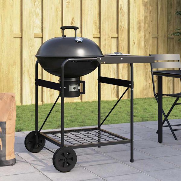 vidaXL Grill ext&eacute;rieur avec roue Noir 91 x 71 x 107 cm M&eacute;tal