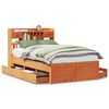 vidaXL Lit biblioth&egrave;que sans matelas cire marron 135x190 cm pin massif