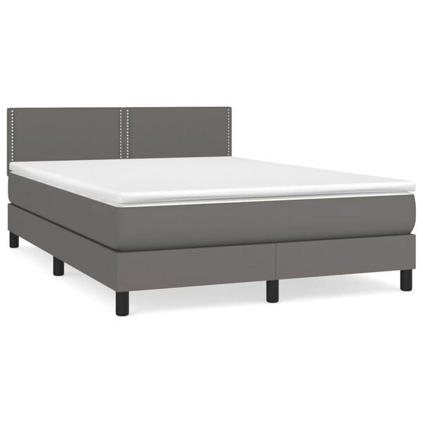 vidaXL Sommier &agrave; lattes de lit avec matelas Gris 140x190 cm Similicuir