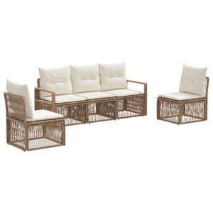 vidaXL Ensemble de canap&eacute; de jardin 5 pc Beige polyrotin
