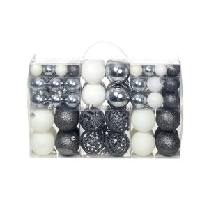 vidaXL Ensemble de boules de No&euml;l 100 pcs 3/4/6 cm Blanc/Gris