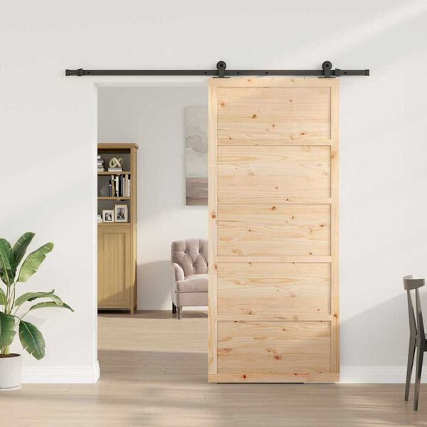 vidaXL Porte coulissante Naturel 80 x 208 cm Bois de pin massif