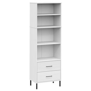 vidaXL Biblioth&egrave;que &agrave; 2 tiroirs Blanc 60x35x180 cm Bois massif OSLO