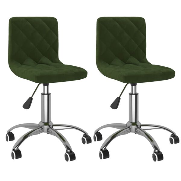 vidaXL Chaises pivotantes &agrave; manger lot de 2 Vert fonc&eacute; Velours