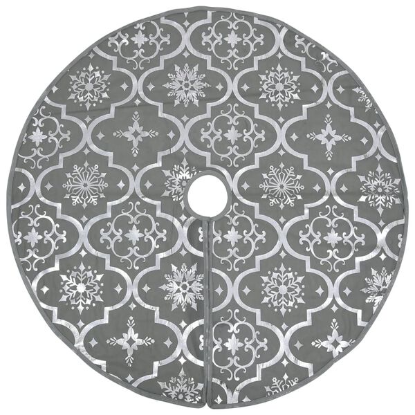 vidaXL Jupe de sapin de No&euml;l de luxe avec chaussette Gris 122 cm Tissu