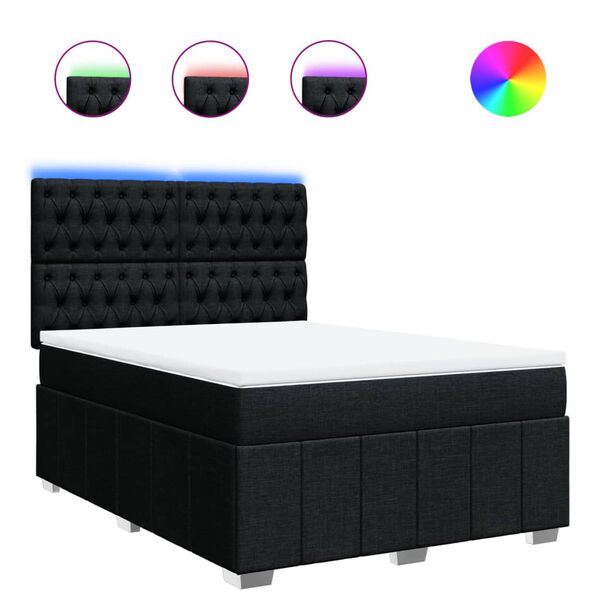 vidaXL Sommier &agrave; lattes de lit avec matelas Noir 140x190 cm Tissu