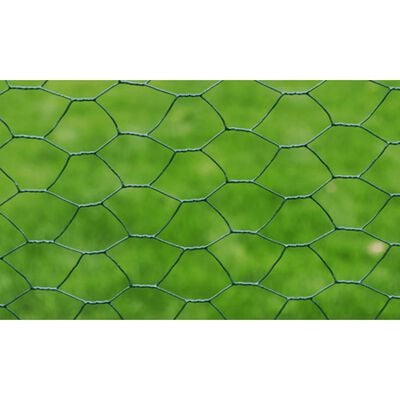 vidaXL Grillage à poule avec revêtement en PVC 25x0,5 m vert