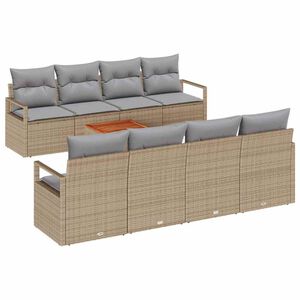 vidaXL Ensemble de canap&eacute; de jardin 9 pc Beige polyrotin