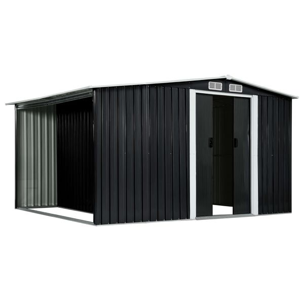 vidaXL Abri de jardin avec portes Anthracite 329,5x205x178 cm Acier