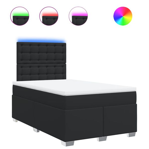 vidaXL Sommier &agrave; lattes de lit avec matelas noir 120x190 cm similicuir