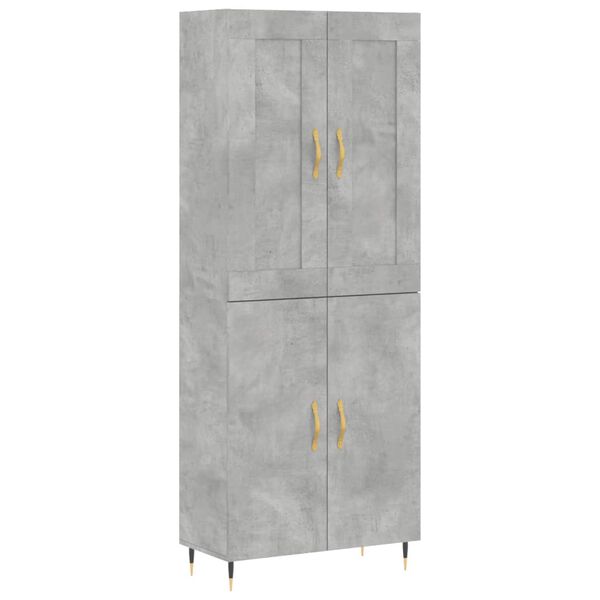 vidaXL Buffet haut Gris b&eacute;ton 69,5x34x180 cm Bois d'ing&eacute;nierie