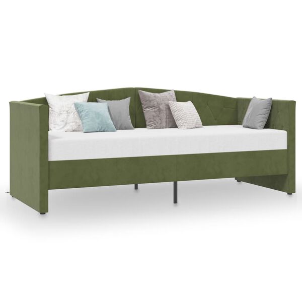 vidaXL Lit avec matelas et USB Vert fonc&eacute; Velours 90x200 cm
