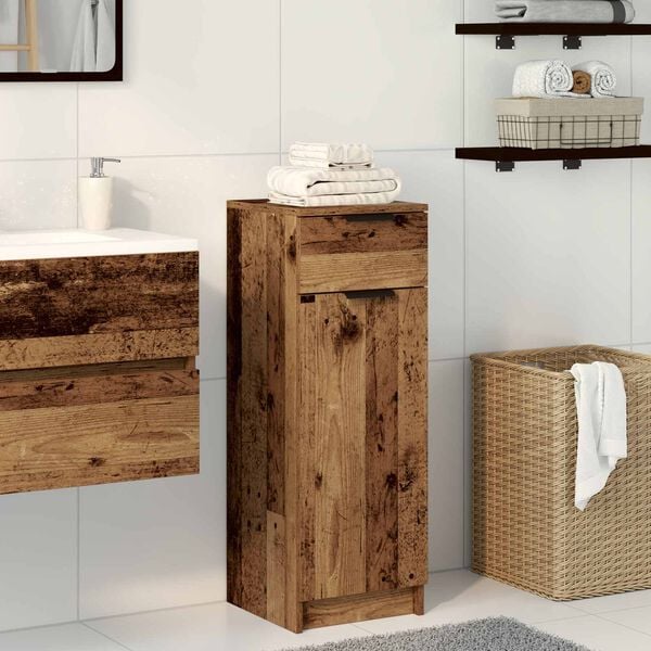 vidaXL Cabinet de salle de bain avec porte Bois ancien 32 x 34 x 90 cm