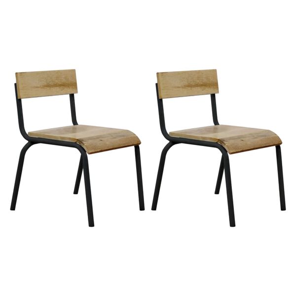 KidsDepot Ensemble de chaises Original Bois de manguier Noir 2 pcs