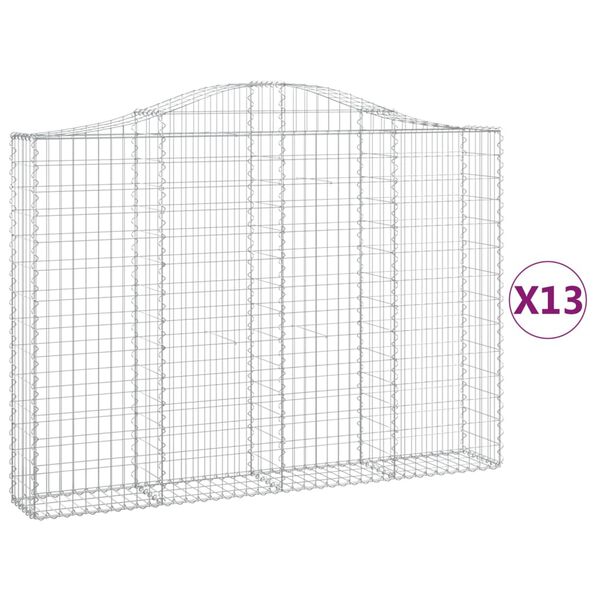 vidaXL Paniers &agrave; gabions arqu&eacute;s 13 pcs 200x30x140/160 cm Fer galvanis&eacute;