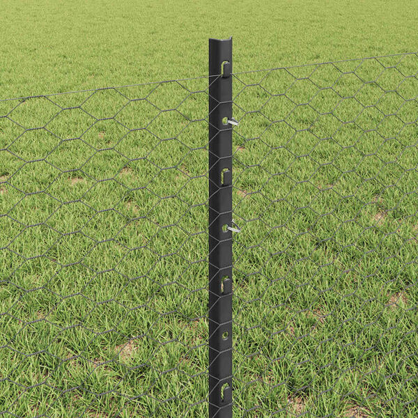 vidaXL Cl&ocirc;ture avec poteau Gris 0,6 x 50 m Acier et PVC