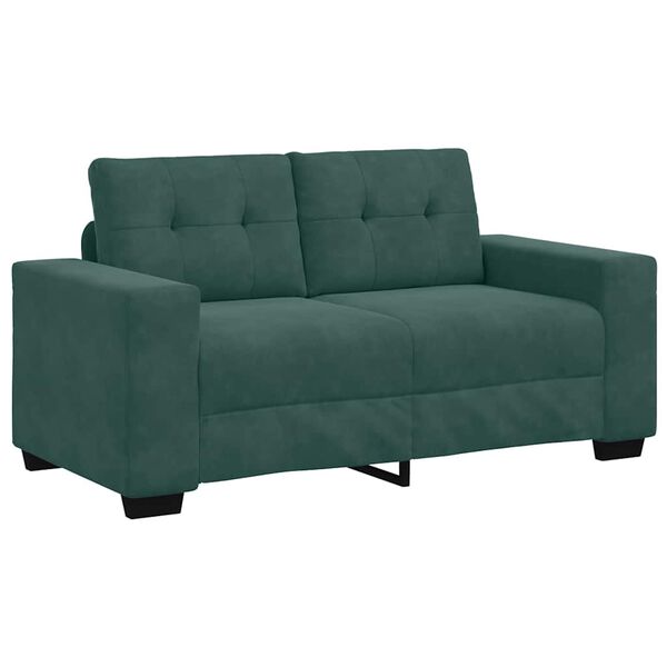 vidaXL | Canap&eacute; Loveseat | avec coussin Vert fonc&eacute; Velours