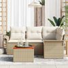 vidaXL Ensemble de canap&eacute; de jardin 5 pcs Beige et cr&egrave;me polyrotin