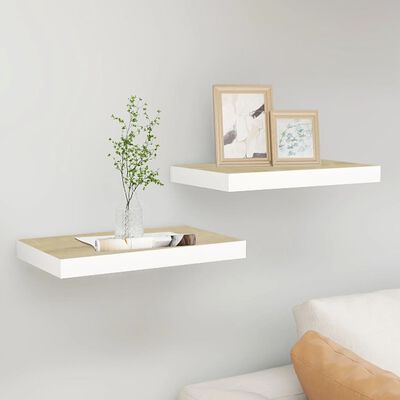 vidaXL Étagères flottantes 2 pcs Chêne et blanc 40x23x3,8 cm MDF