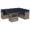 vidaXL Ensemble de canap&eacute; de jardin 7 pcs avec coussins gris r&eacute;sine tress&eacute;e