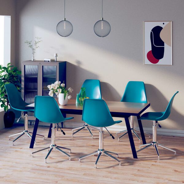 vidaXL Chaises pivotantes à manger lot de 6 Turquoise PP
