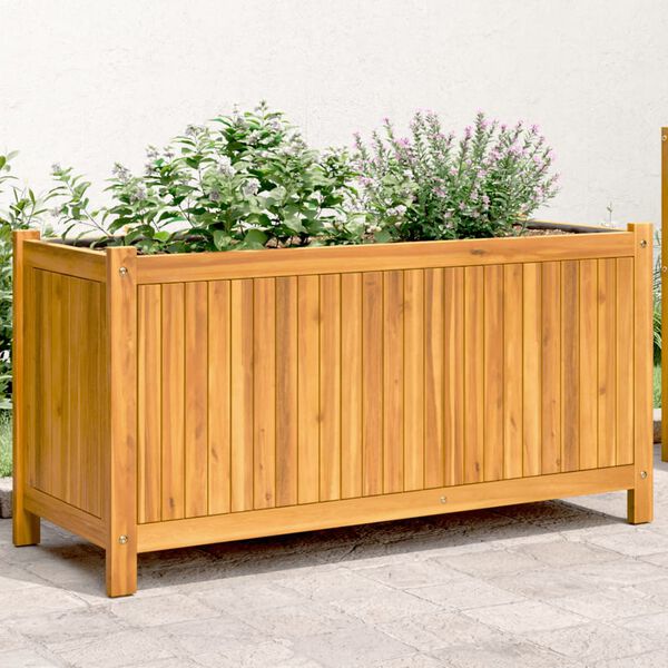 vidaXL Jardini&egrave;re avec doublure 99,5x38x50 cm bois massif d'acacia