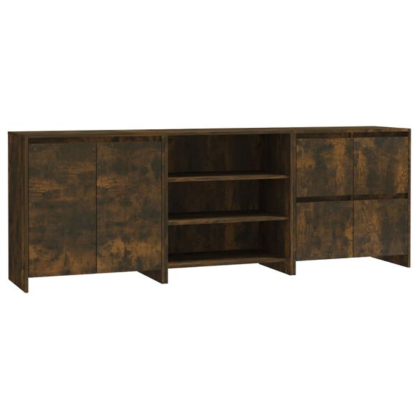 vidaXL Buffets 3 pcs Ch&ecirc;ne fum&eacute; Bois d'ing&eacute;nierie