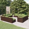 vidaXL Salon de jardin 12 pcs avec coussins Résine tressée Marron